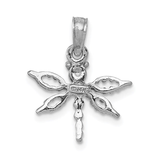 14K White Gold 2-D Mini Dragonfly with Cut-out Wings Charm