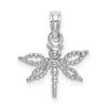 14K White Gold 2-D Mini Dragonfly with Cut-out Wings Charm