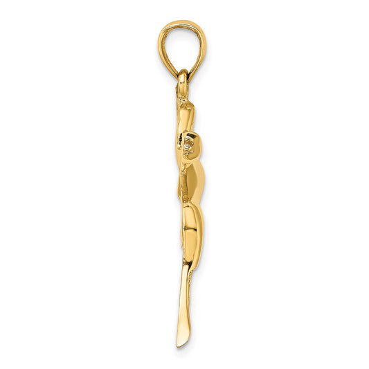 14K Textured Flying Duck Charm