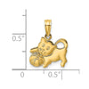 14K 3-D Polished Kitten with Ball Charm
