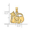 14K 3-D Polished Two Kittens Charm