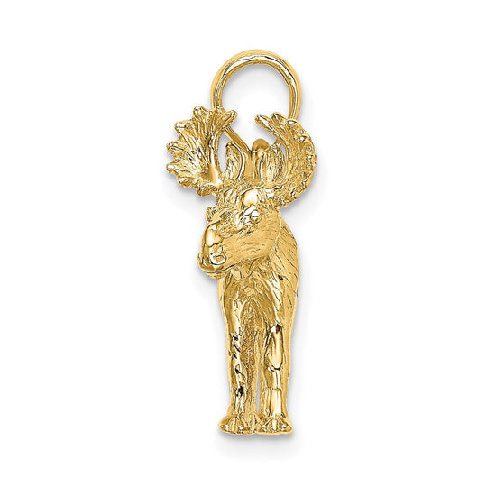 14K 3-D Textured Moose Charm