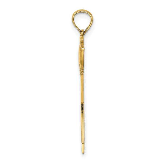 14K Polished Bird with Long Tail Charm