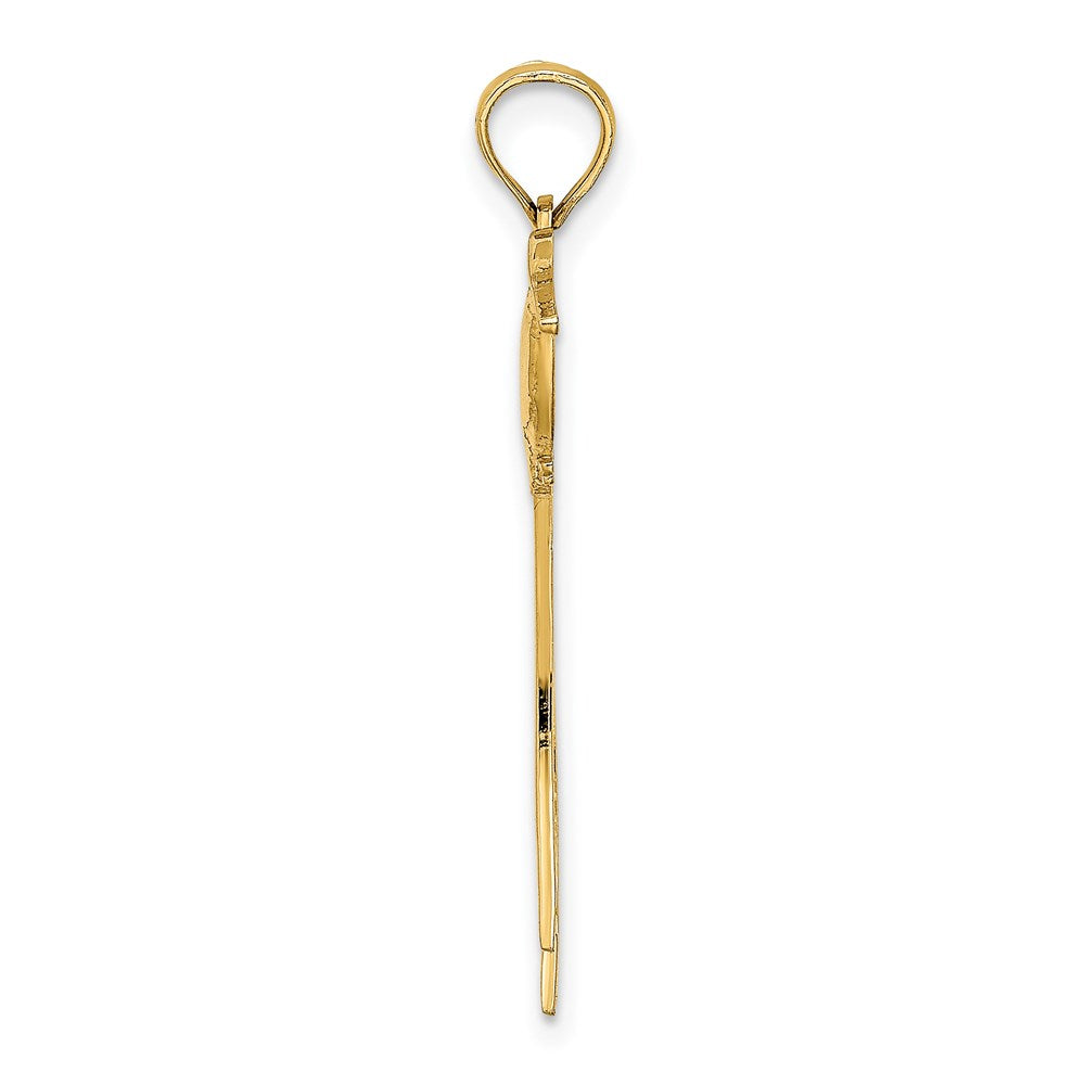 14K Polished Bird with Long Tail Charm