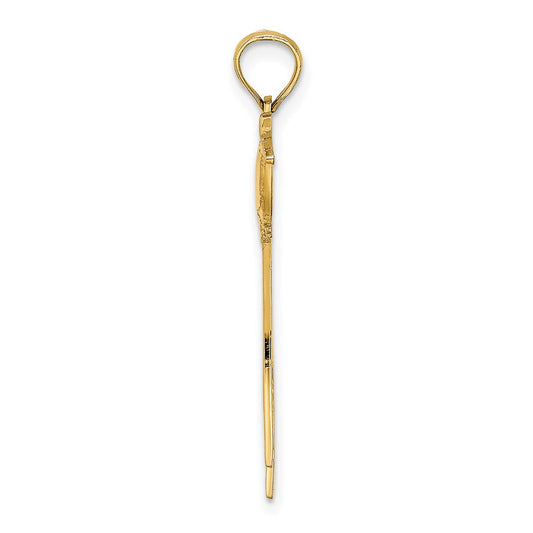 14K Polished Bird with Long Tail Charm