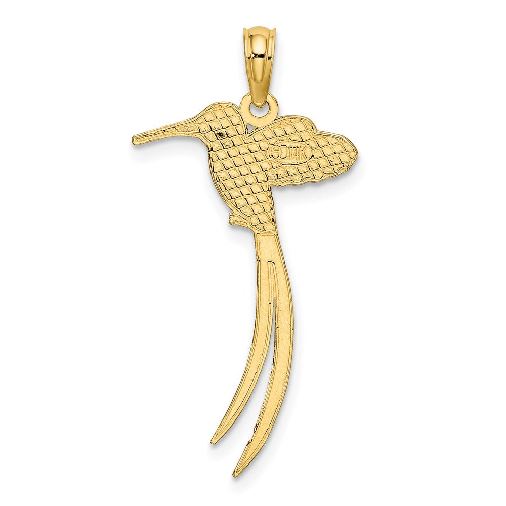 14K Polished Bird with Long Tail Charm
