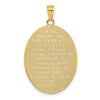14K with White Rhodium Enameled Rose Cross with Serenity Prayer on Back Oval Disc Charm