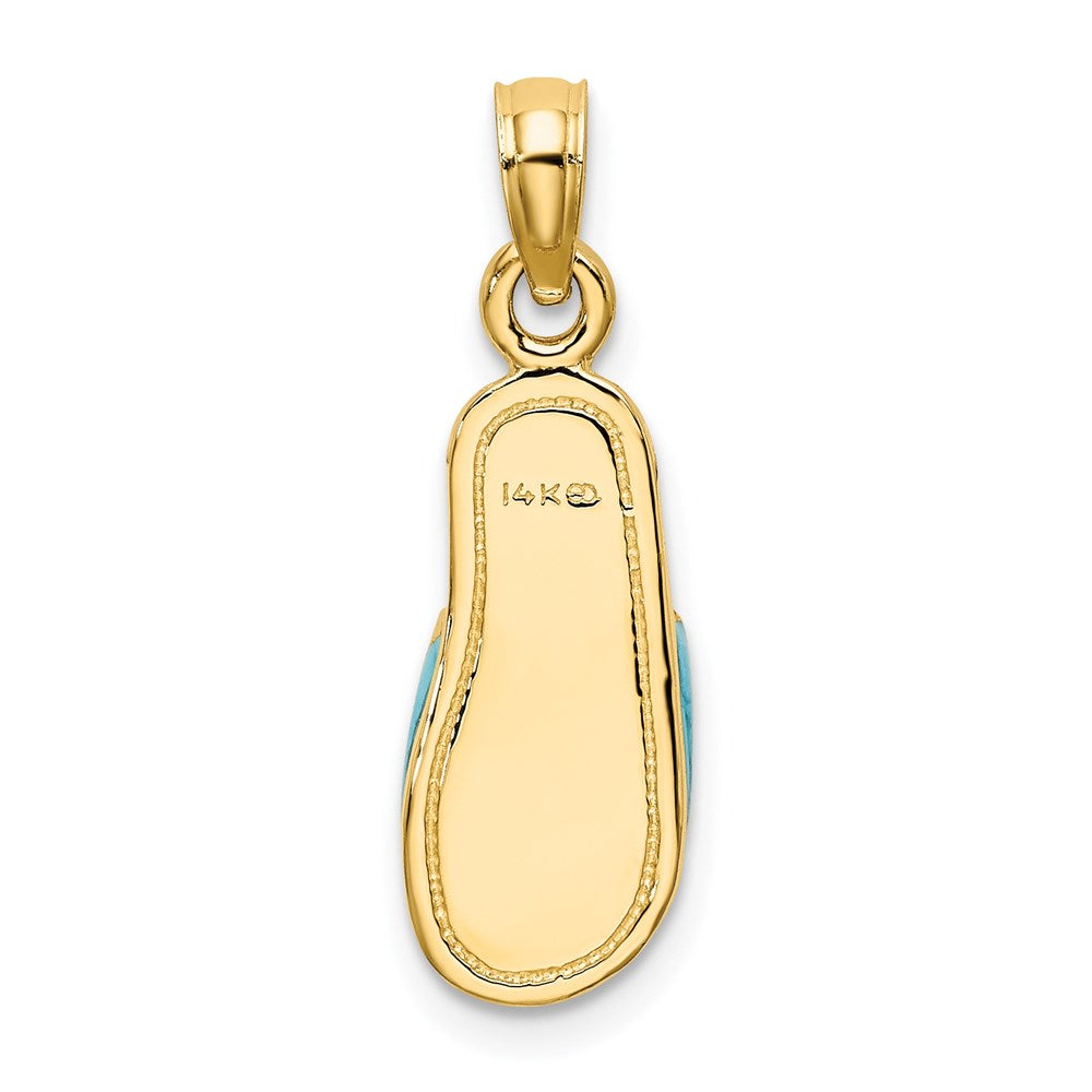 14k  3-D Aqua Enameled Summer Slipper Charm