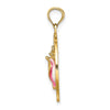 14K ANTIGUA W.I. Circle with Pink and White Enamel Conch Shell Charm