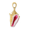 14K 3-D Pink and White Enamel Conch Shell Charm