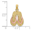 14k 3-D Pink Enameled Double Flip-Flop Charm