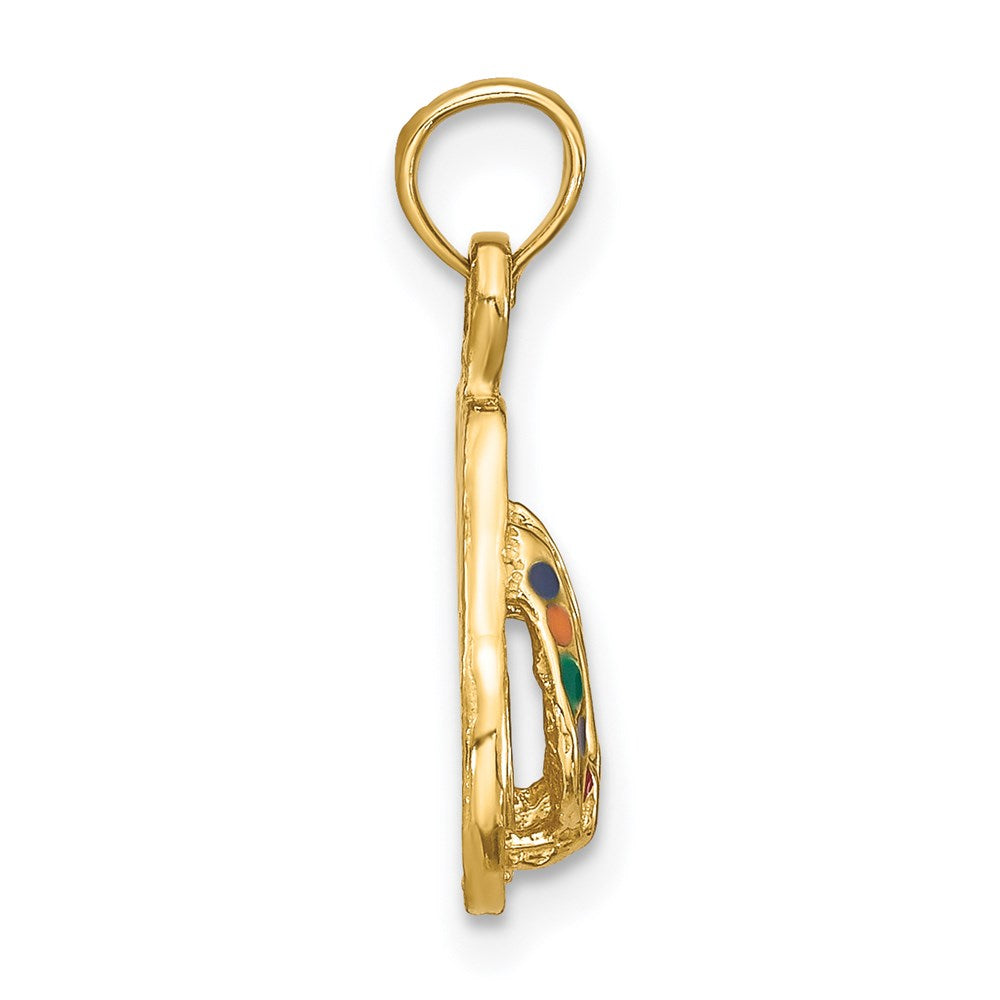 14k  3-D Multi-Color Enamel Double Flip-Flop Charm