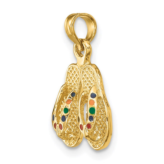 14k  3-D Multi-Color Enamel Double Flip-Flop Charm