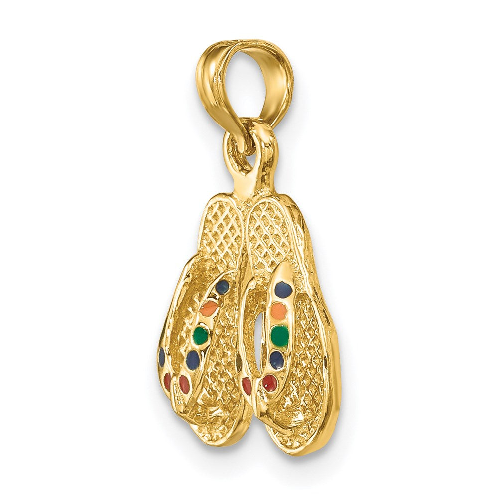 14k  3-D Multi-Color Enamel Double Flip-Flop Charm