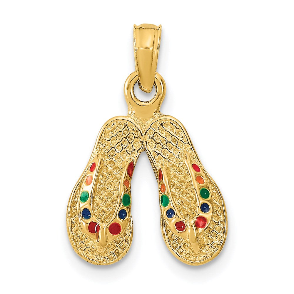 14k  3-D Multi-Color Enamel Double Flip-Flop Charm