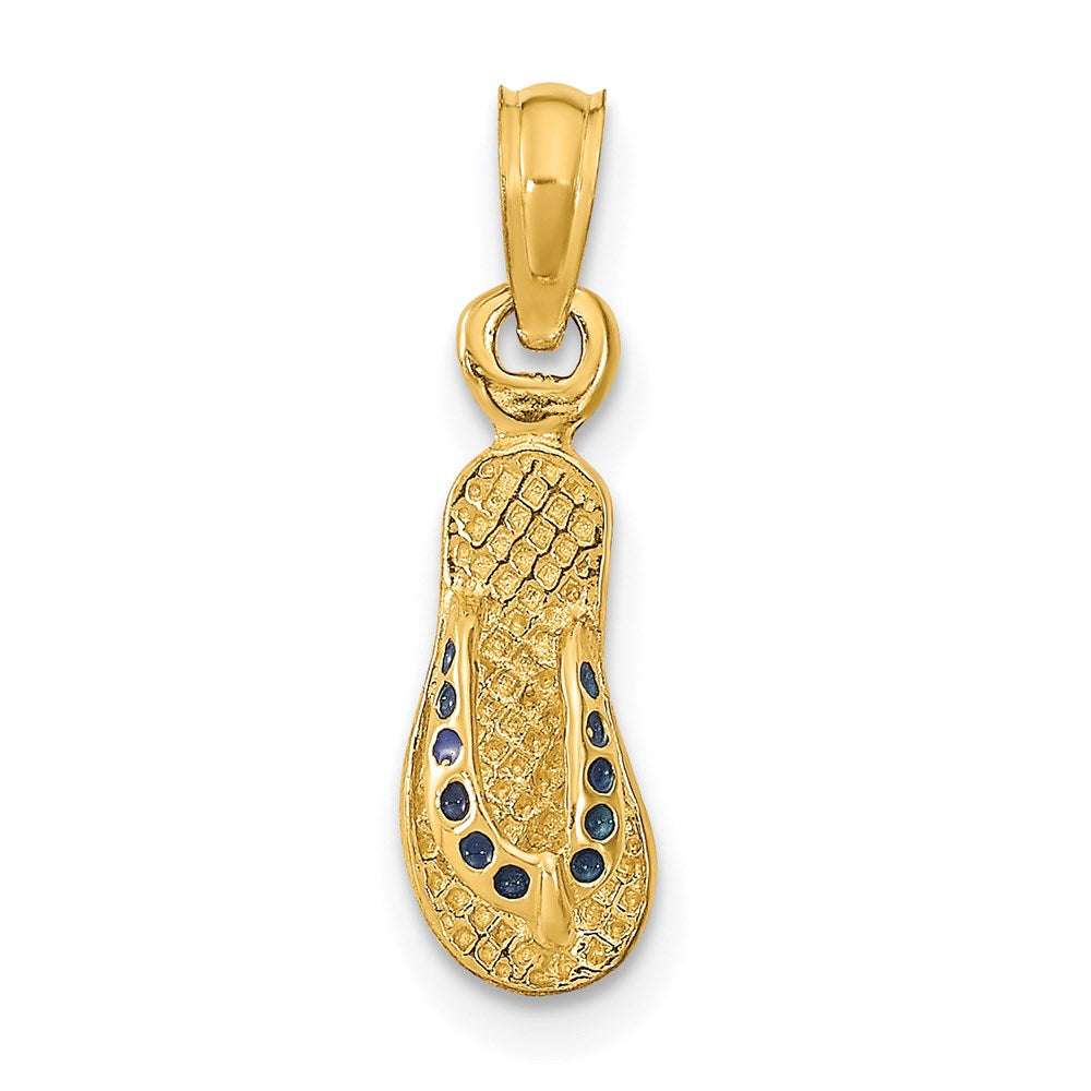14k 3-D Blue Enamel Single Flip-Flop Charm
