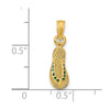 14k  3-D Green Enamel Single Flip-Flop Pendant