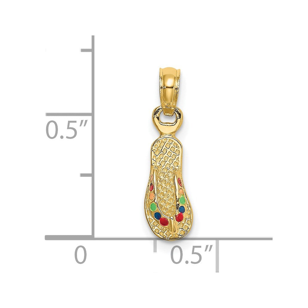 14k  3-D Multi-Color Enamel Single Flip-Flop Charm