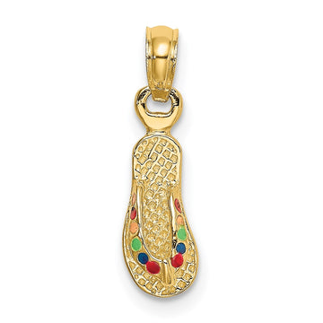 14k  3-D Multi-Color Enamel Single Flip-Flop Charm