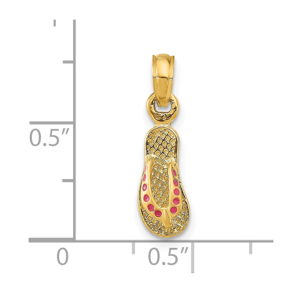 14k  3-D Pink Enameled Single Flip-Flop Charm