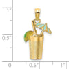 14K 3-D Cocktail Drink with Blue Enameled Umbrella and Lime Charm