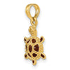 14K Small 3-D Brown Enameled Tortoise Charm