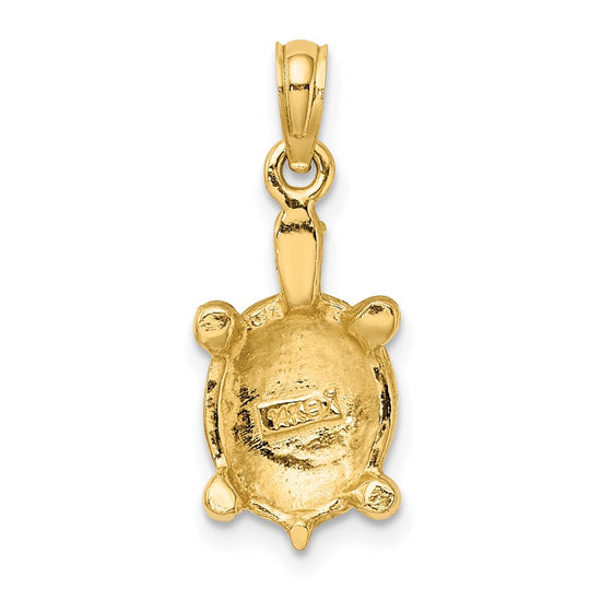 14K Green Enamel Tortoise Charm