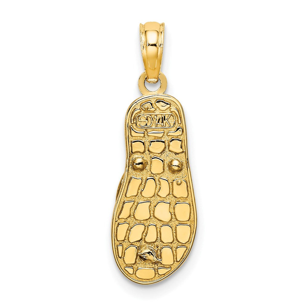 14K 3-D Enamel Shell On Blue Polka-Dot Flip-Flop Charm