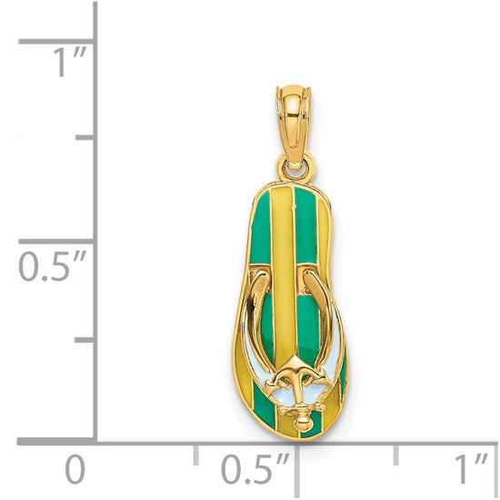 14K 3-D Enamel Anchor On Stripe Flip-Flop Charm