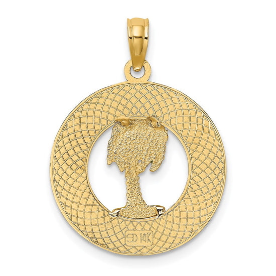 14K FLORIDA Enamel Palm Tree Circle Charm