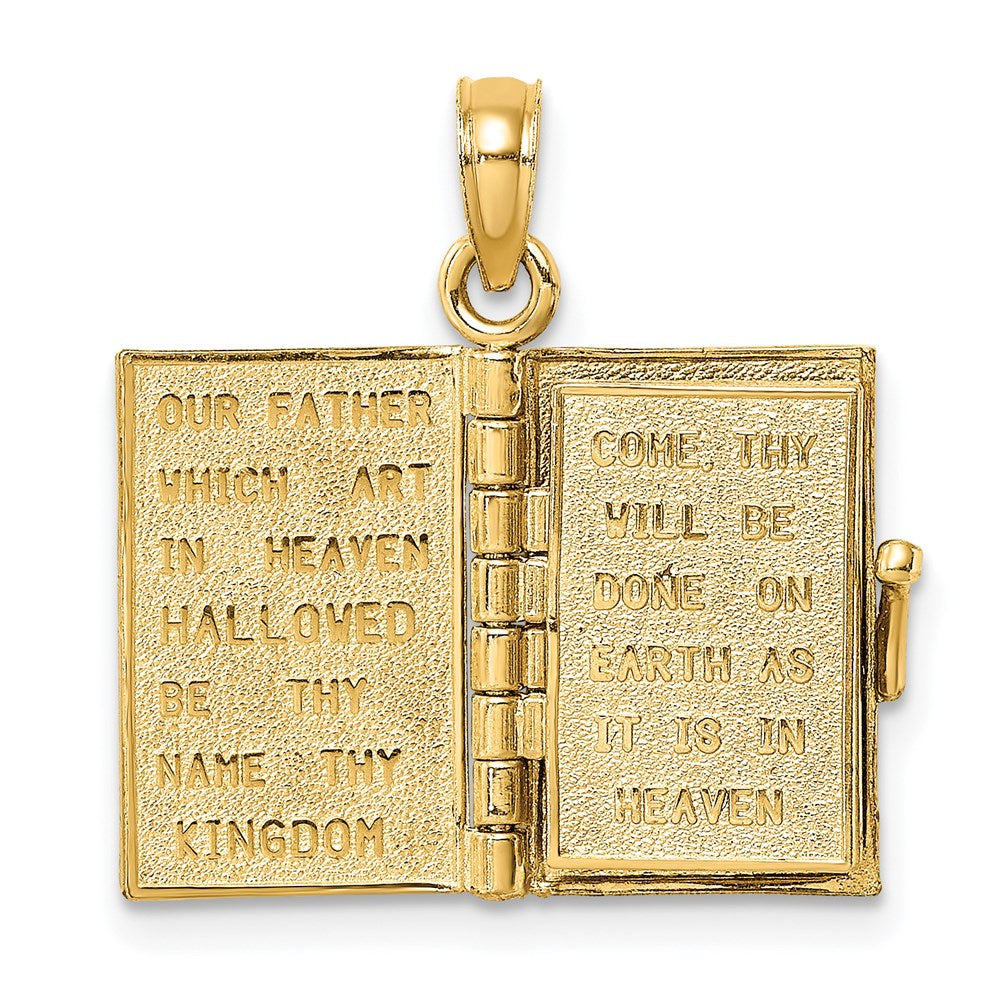 14K Blue Enameled 3-D Bible with Lord's Prayer and Moveable Pages Pendant