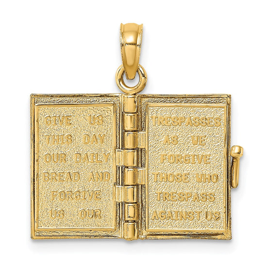 14K Blue Enameled 3-D Bible with Lord's Prayer and Moveable Pages Pendant