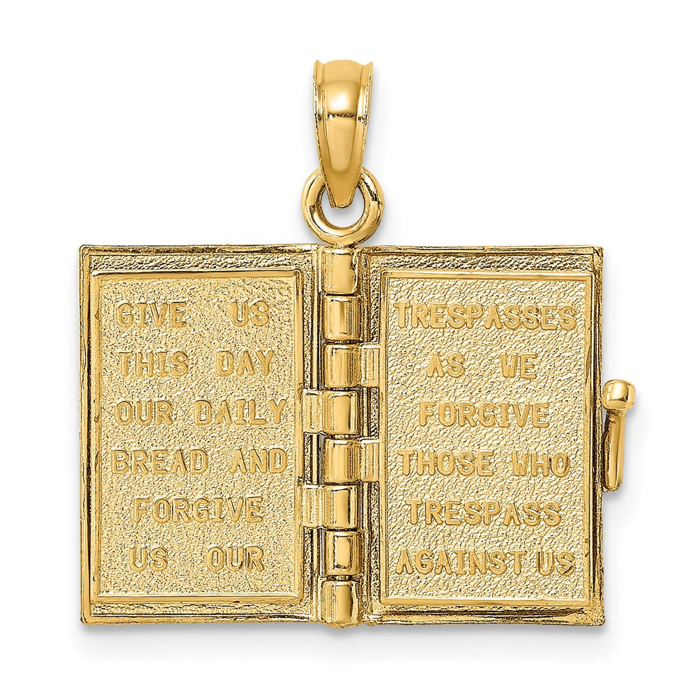 14K Blue Enameled 3-D Bible with Lord's Prayer and Moveable Pages Pendant