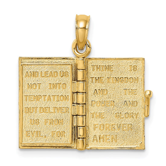 14K Blue Enameled 3-D Bible with Lord's Prayer and Moveable Pages Pendant