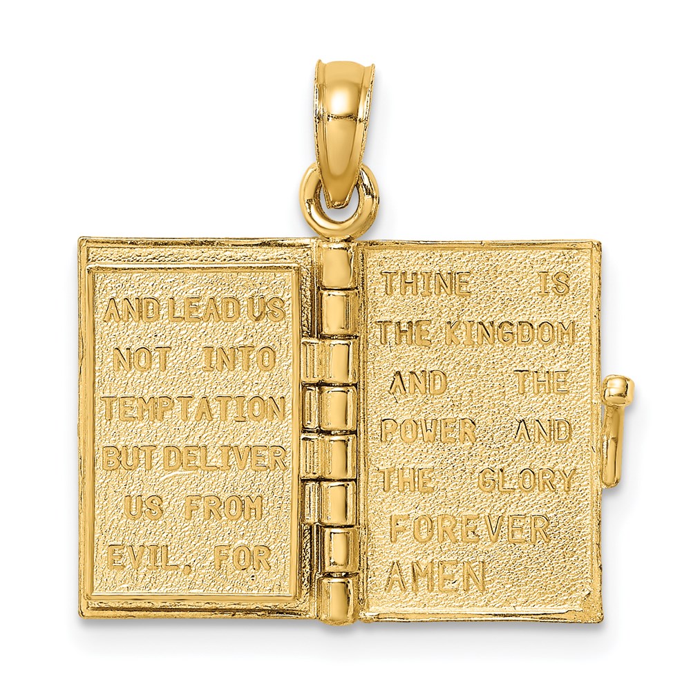 14K Blue Enameled 3-D Bible with Lord's Prayer and Moveable Pages Pendant