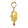 14K Red Enameled Polished 3-D Genie Lamp Charm