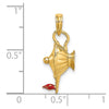 14K Red Enameled Polished 3-D Genie Lamp Charm