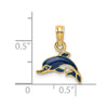 14K Blue Enamel Dolphin Charm