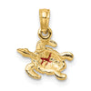 14K Small Textured and Brown Enameled Sea Turtle Charm