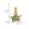 14K Small Textured and Green Enameled Sea Turtle Charm