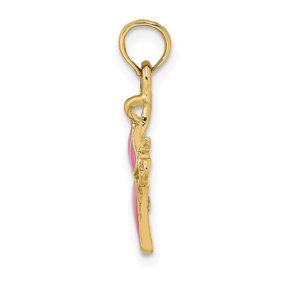 14K Pink Enameled Bikini Bathing Suit Charm