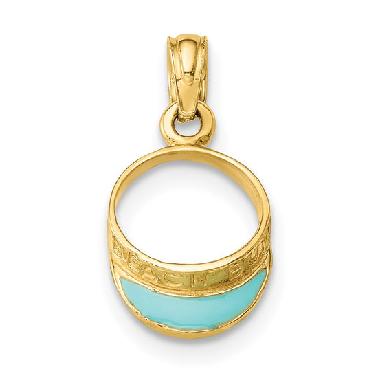 14K Aqua Enameled BEACH BUM Sun Visor Charm