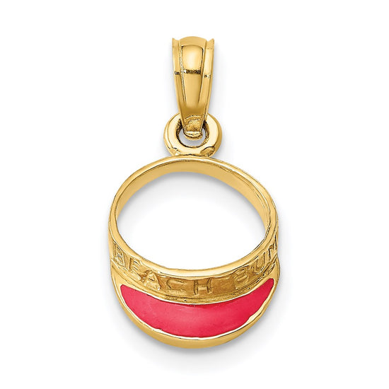 14K Fuchsia Enameled BEACH BUM Sun Visor Charm