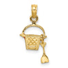 14K 2-D Orange Enameled Beach Bucket with Moveable Shovel Charm