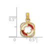 14K Red and White Enameled Life Preserver Ring Charm