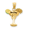 14K Orange Enameled Margarita Drink with Umbrella and Lime Charm