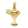 14K 2-D Green Enameled Salted Margarita Drink with Lime Charm