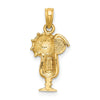 14K Yellow Enameled Tropical Drink with Multi-Colored Umbrella Charm