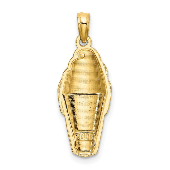 14K Pink Enameled Strawberry Ice Cream Cone Charm