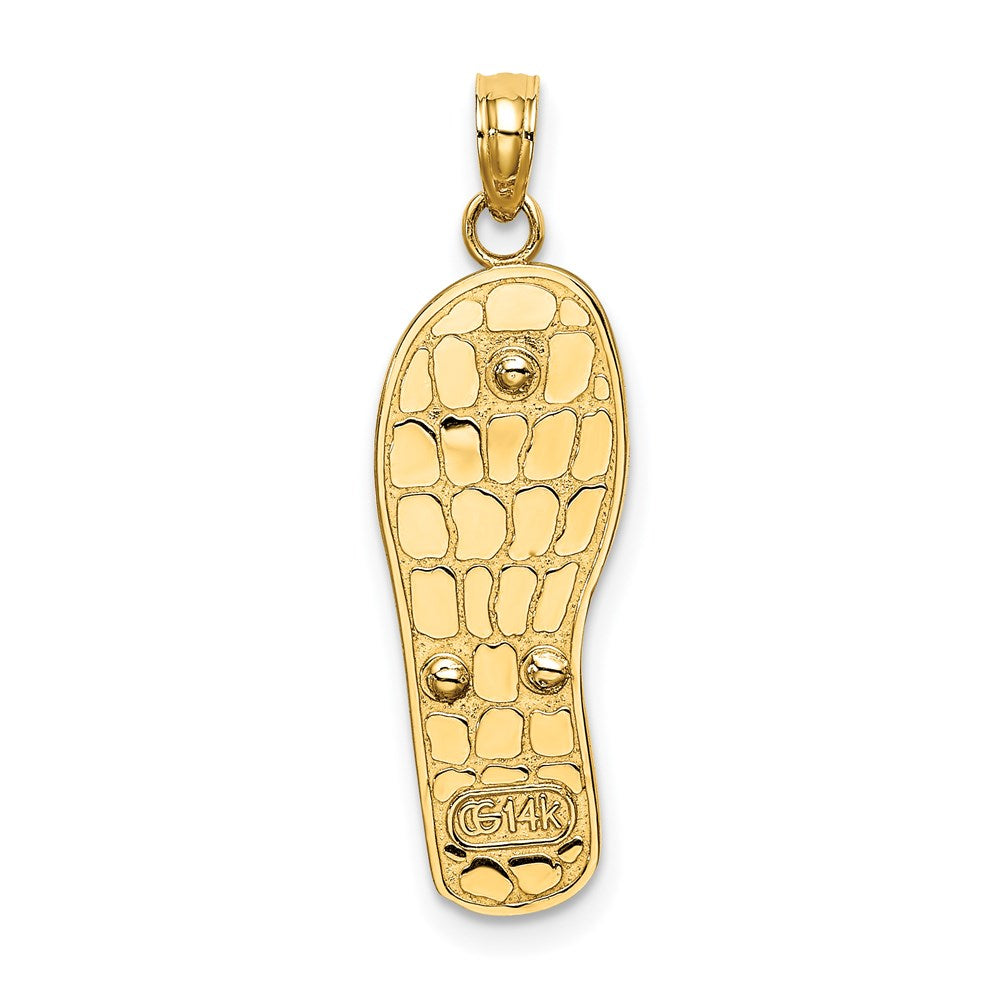 14K and White Rhodium 3-D Enameled Palm Tree and Bucket on Flip-Flop Charm